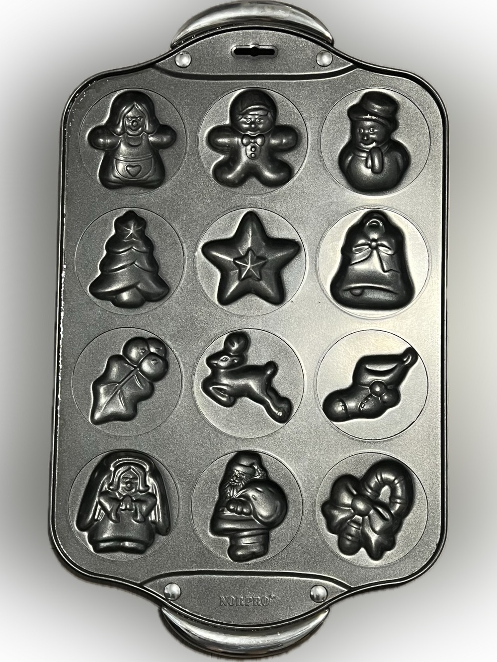 Norpro Nonstick Metallic Silver Holiday Mini Cake Pan 12 Molds Mini Treats